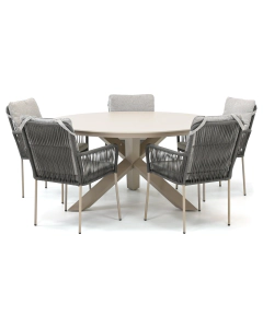 Novara Hatay/ Barbados Orgiva ø150cm dining tuinset 6-delig
