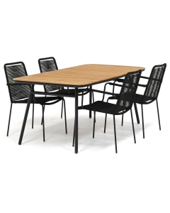 Novara Konya/ Garrison Teak Tole 180x95 cm dining tuinset 5-delig