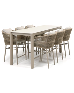 Barbados Darcot/ Dudar 220x75 cm high dining tuinset 7-delig