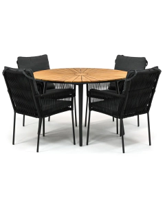 Novara Hatay/ Garrison Teak Pila ø120 cm dining tuinset 5-delig