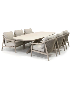 Barbados Cana/ Illora 260x115 cm low dining tuinset 7-delig