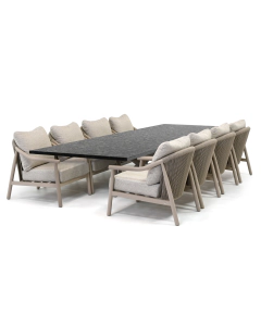 Barbados Cana/ Belcanto Beliza 300x100 cm low dining tuinset 9-delig