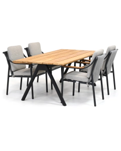Barbados Porini/ Garrison Teak Lireo 200x95 cm dining tuinset 5-delig