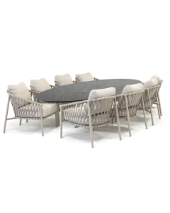 Barbados Almera/ Belcanto Beliza 300x120 cm low dining tuinset 9-delig