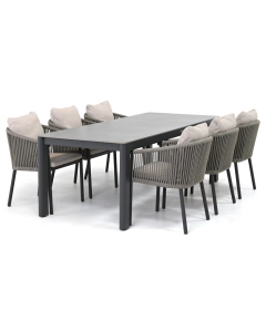 Sivara Senza/ Barbados Cubas 220x90 cm dining tuinset 7-delig
