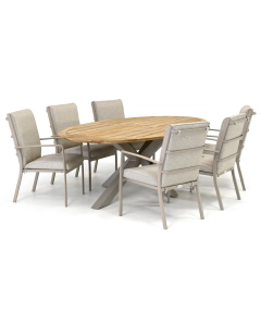 Barbados Stacat / Woodfort 240x130 cm dining tuinset 7-delig stapelbaar