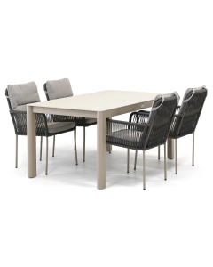 Novara Hatay/ Barbados Cubas 160x90 cm dining tuinset 5-delig stapelbaar