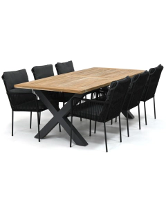 Novara Hatay/ Garrison Teak 220x100 cm dining tuinset 7-delig