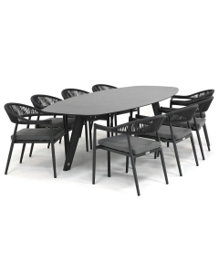 Barbados Gela/ 4SO Montana Slate Antraciet 280x113 cm dining tuinset 9-delig