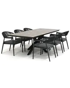 Barbados Gela/ 4 Seasons Outdoor Minerva 220x95 cm dining tuinset 7-delig