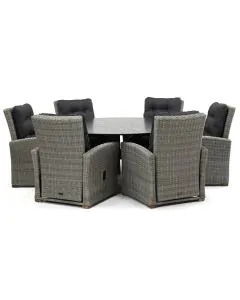 Novara Manzani/ Belcanto Morena ø180 cm dining tuinset 7-delig verstelbaar