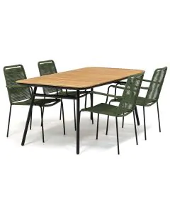 Novara Konya/ Garrison Teak Tole 180x95 cm dining tuinset 5-delig