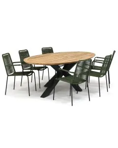 Novara Konya/ Woodfort 240x130 cm dining tuinset 7-delig