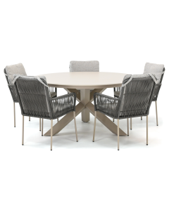 Novara Hatay/ Barbados Orgiva ø150cm dining tuinset 6-delig