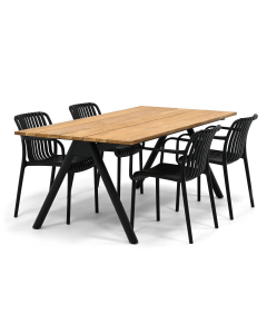 Barbados Ravella/ Garrison Teak Lireo 200x95 cm dining tuinset 5-delig