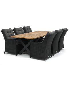 Sivara Nanto/ Garrison Teak 220x100 cm dining tuinset 7-delig