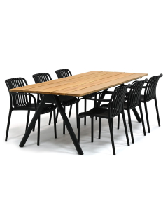 Barbados Ravella/ Garrison Teak Lireo 240x95 cm dining tuinset 7-delig