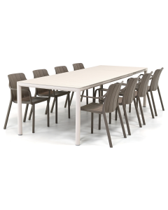 Nardi Tiberina Tortora/ Tevere 211/275x100 cm dining tuinset 9-delig