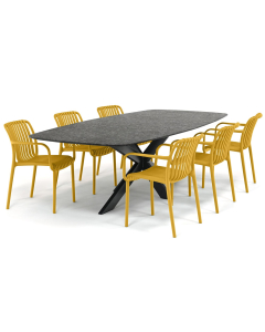 Barbados Ravella/ Belcanto Beliza Deens Ovaal 260x120 cm dining tuinset 7-delig