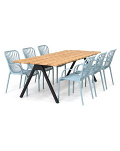 Barbados Comtessa/ Garrison Teak Lireo 240x95 cm dining tuinset 7-delig