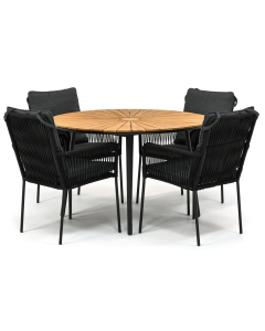 Novara Hatay/ Garrison Teak Pila ø120 cm dining tuinset 5-delig