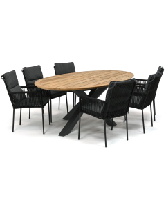 Novara Hatay/ Woodfort 240x130 cm dining tuinset 7-delig