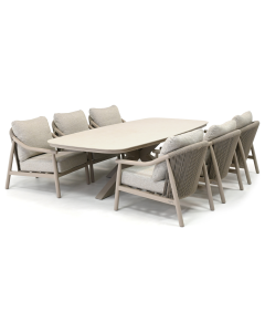 Barbados Cana/ Illora 260x115 cm low dining tuinset 7-delig