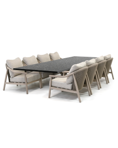 Barbados Cana/ Belcanto Beliza 300x100 cm low dining tuinset 9-delig