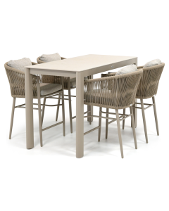 Barbados Darcot/ Dudar 160x75 cm high dining tuinset 5-delig