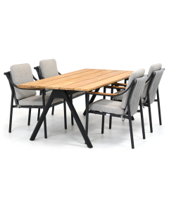 Barbados Porini/ Garrison Teak Lireo 200x95 cm dining tuinset 5-delig