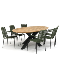 Novara Konya/ Woodfort 240x130 cm dining tuinset 7-delig