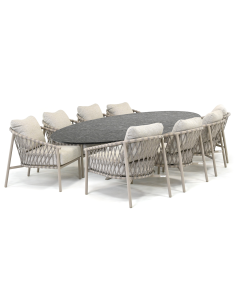Barbados Almera/ Belcanto Beliza 300x120 cm low dining tuinset 9-delig