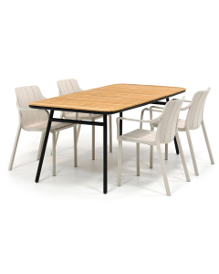 Nardi | Tiberina Corda/ Garrison Teak Tole 180x90 cm dining tuinset 5-delig