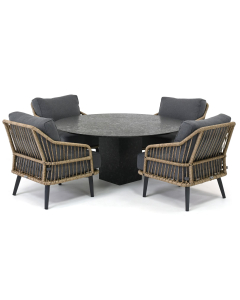 Sivara Corressa/ Belcanto Yara ø150 cm low dining tuinset 5-delig