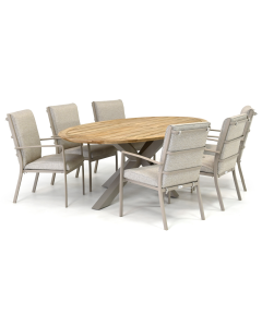 Barbados Stacat / Woodfort 240x130 cm dining tuinset 7-delig stapelbaar