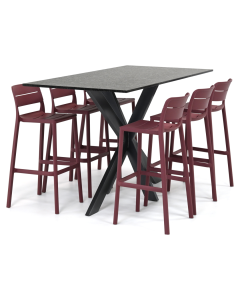 Nardi Cassia Borgogna/ Belcanto Beliza 180x90 cm barset 7-delig