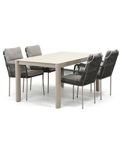 Novara Hatay/ Barbados Cubas 160x90 cm dining tuinset 5-delig stapelbaar