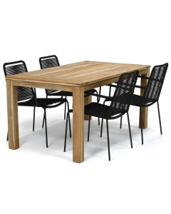 Novara Konya/ Woodfort 160x90 cm dining tuinset 5-delig