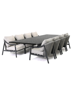 Barbados Sandi/  Belcanto Beliza 300x100 cm low dining tuinset 9-delig