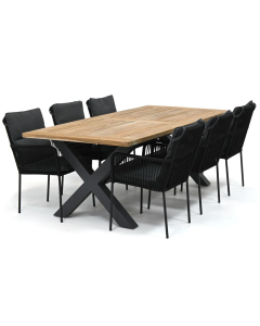 Novara Hatay/ Garrison Teak 220x100 cm dining tuinset 7-delig