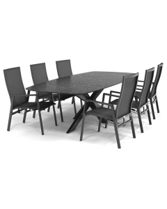 Barbados Lipari/ Belcanto Beliza Deens Ovaal 260x120 cm dining tuinset 7-delig verstelbaar