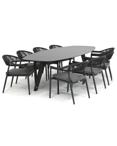 Barbados Gela/ 4SO Montana Slate Antraciet 280x113 cm dining tuinset 9-delig