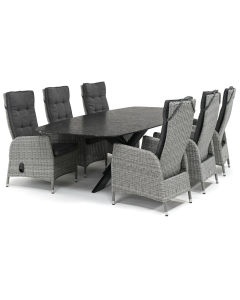 Sivara Sabo/ Belcanto Beliza Deens Ovaal 260x120 cm dining tuinset 7-delig verstelbaar