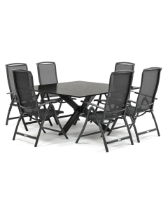 Barbados Torres/ Belcanto Morena 150x150 cm dining tuinset 7-delig verstelbaar