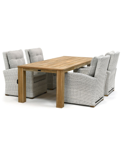 Novara Manzani/ Woodfort 240x100 cm dining tuinset 5-delig verstelbaar