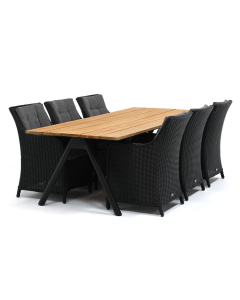 Sivara Juno/ Garrison Teak Lireo 240x95 cm dining tuinset 7-delig