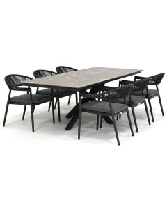 Barbados Gela/ 4 Seasons Outdoor Minerva 220x95 cm dining tuinset 7-delig