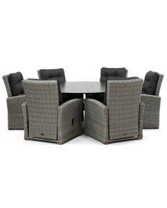 Novara Manzani/ Belcanto Morena ø180 cm dining tuinset 7-delig verstelbaar