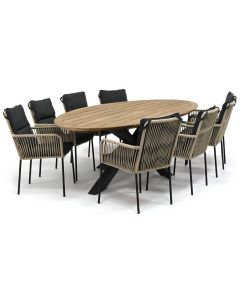 Novara Hatay/ Woodfort 280x130 cm dining tuinset 9-delig