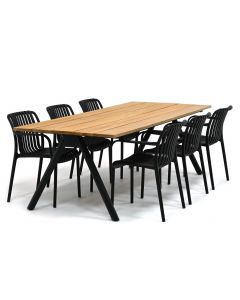 Barbados Ravella/ Garrison Teak Lireo 240x95 cm dining tuinset 7-delig